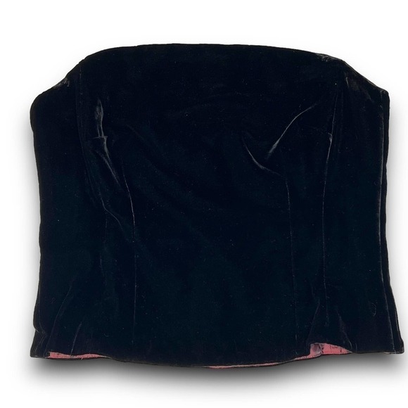 Ann Taylor Velvet Slik Blend Black Sleeveless Structured Tube Top Blouse Sz 6 - Picture 8 of 16